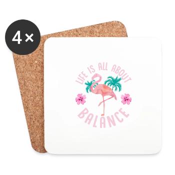 La vie est une question d’équilibre Oiseau rose mignon - Dessous de verre (lot de 4) - blanc - Devant