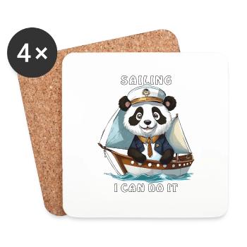 PANDA BEAR SAILING I CAN DO IT - Coasters (set of 4) - white - Front