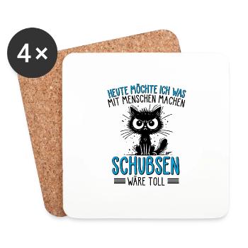 Heute Möchte Ich Was Mit Menschen Machen Schubsen - Untersetzer (4er-Set) - Weiß - Vorne