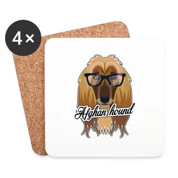 Afghan Hound Face - Coasters (set of 4) - white - Front