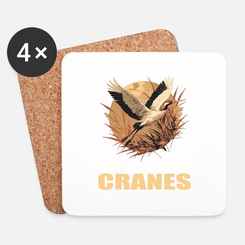 Kraniche Kranich - Untersetzer (4er-Set) - Weiß