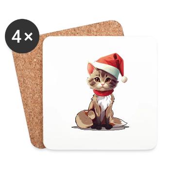 Cat Christmas Pets Pet Christmas - Coasters (set of 4) - white - Front