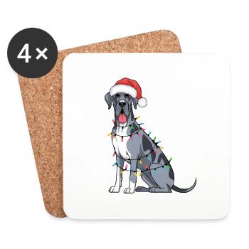 Great Dane Christmas Lights Xmas Dogs Gifts - Untersetzer (4er-Set) - Weiß - Vorne
