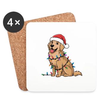 Golden Retriever Christmas Lights Xmas Dogs Gifts - Coasters (set of 4) - white - Front