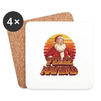 Feliz Navidad Nikolaus für Weihnachtsfeier - Untersetzer (4er-Set) - Weiß - Vorne