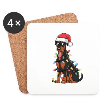 Doberman Pinscher Christmas Lights Xmas Dogs Gifts - Untersetzer (4er-Set) - Weiß - Vorne
