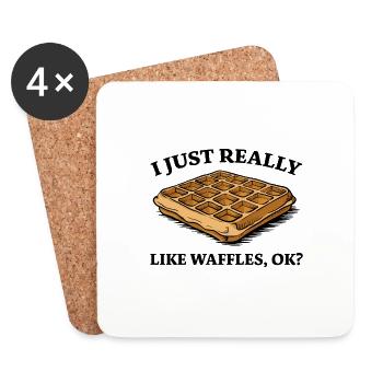 Waffles Saying Dessert Funny Waffles Gift - Coasters (set of 4) - white - Front