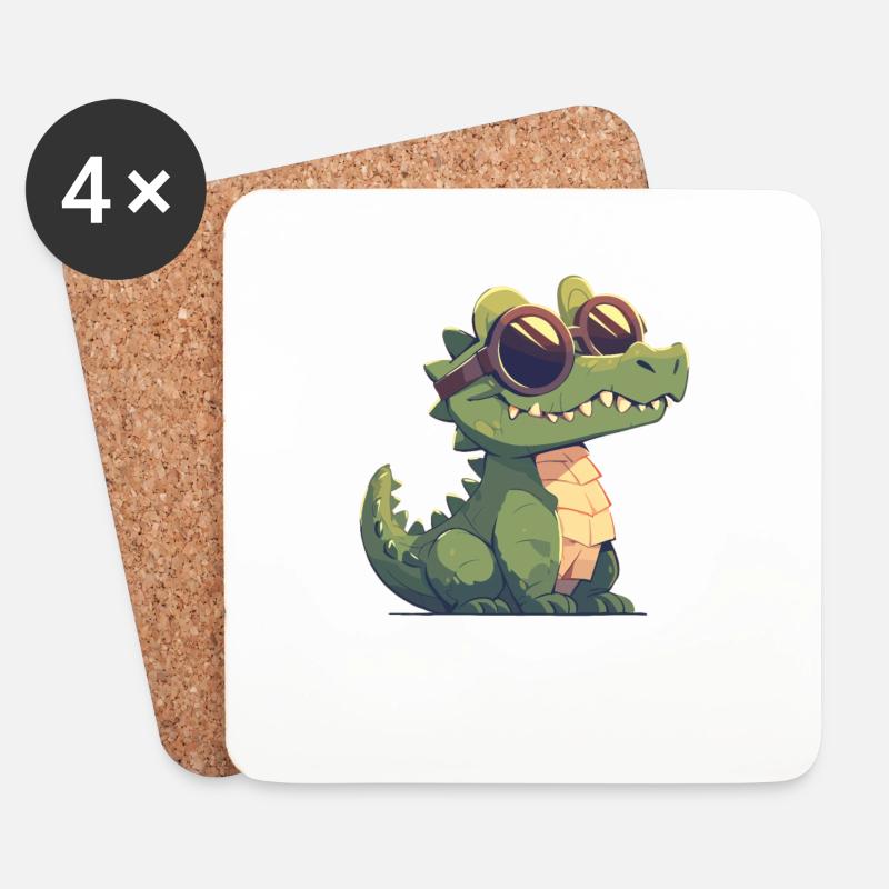 Krokodile Krokodil - Untersetzer (4er-Set) - Weiß