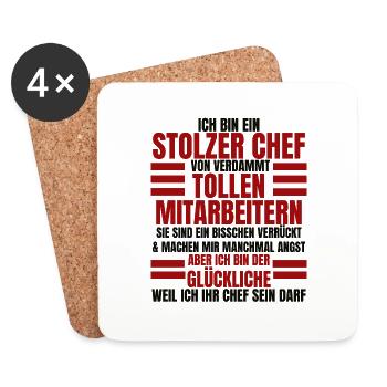 Ich Bin Ein Stolzer Chef Geburtstag Geschenk - Untersetzer (4er-Set) - Weiß - Vorne
