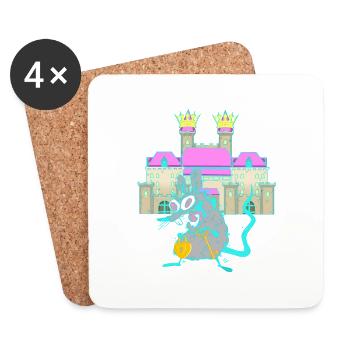 Rodent Rat Castle Middle Ages Castle Fortress Child - Coasters (set of 4) - white - Front