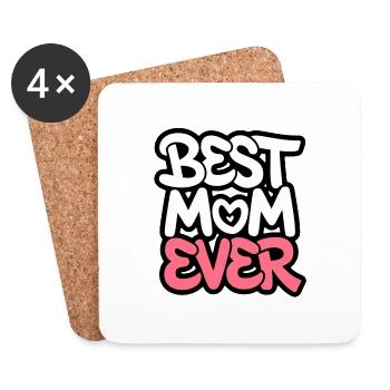 best mom ever - meilleure maman - Dessous de verre (lot de 4) - blanc - Devant