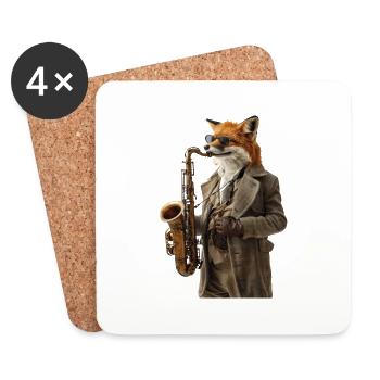 Fox Saxophone - Coasters (set of 4) - white - Front