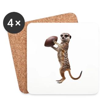 Football de suricate - Dessous de verre (lot de 4) - blanc - Devant