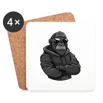 Gorilla Animal Comic - Coasters (set of 4) - white - Front