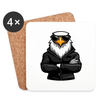 Adler Eagle Comic - Untersetzer (4er-Set) - Weiß - Vorne