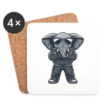 Elephant Comic Sunglasses - Coasters (set of 4) - white - Front