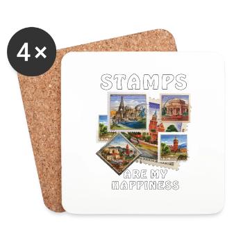 STAMPS ARE MY HAPPINESS - Coasters (set of 4) - white - Front