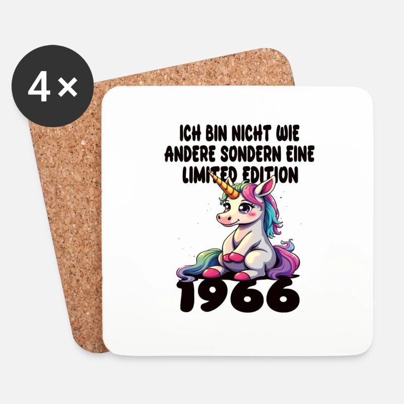 Limited Edition 1966 Geburtstag 1966 Geboren - Untersetzer (4er-Set) - Weiß
