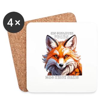 EIN SCHLAUER FUCHS MAG KEINE NAZIS - Untersetzer (4er-Set) - Weiß - Vorne