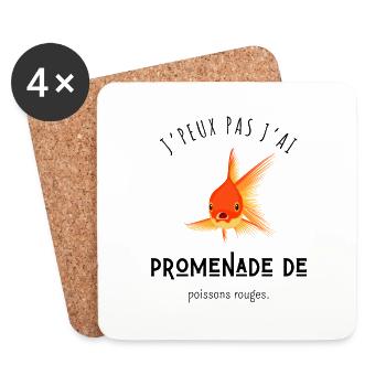 Ich kann nicht, ich mache einen Goldfischspaziergang - Untersetzer (4er-Set) - Weiß - Vorne
