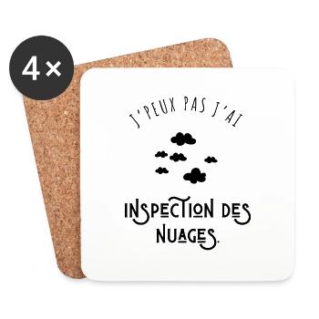 J’peux pas j’ai inspection des nuages - humour - Dessous de verre (lot de 4) - blanc - Devant