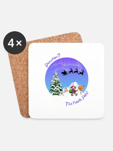 Weihnachtspost. Weihnachtselfen posten. Nordpol - Untersetzer (4er-Set) - Weiß