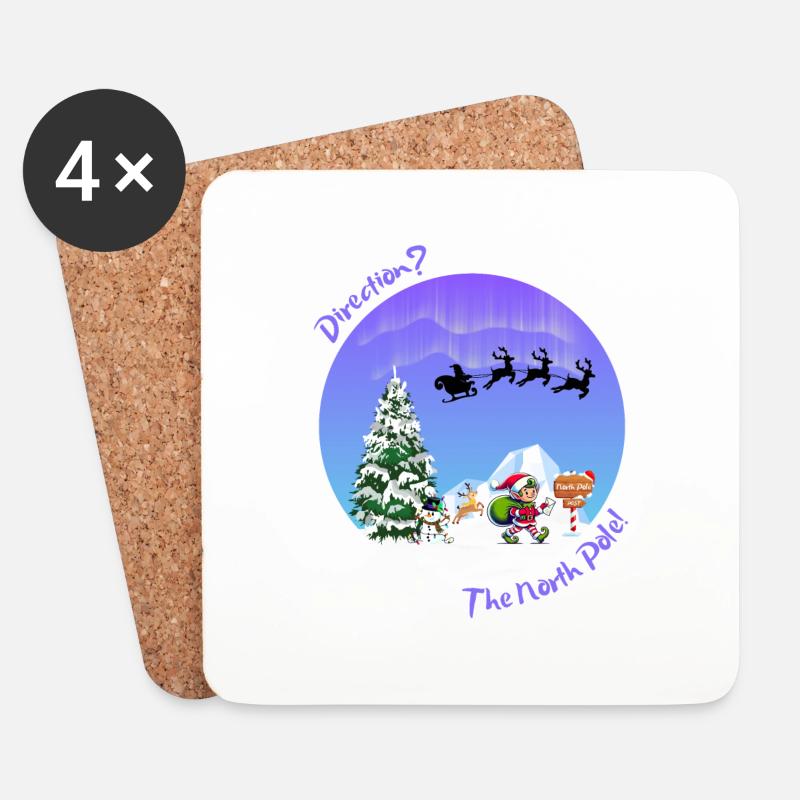 Weihnachtspost. Weihnachtselfen posten. Nordpol - Untersetzer (4er-Set) - Weiß