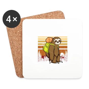 Sloth Hiking Team We Will Get There When We Get - Dessous de verre (lot de 4) - blanc - Devant