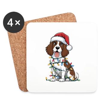English Springer Spaniel Christmas Lights Xmas - Untersetzer (4er-Set) - Weiß - Vorne