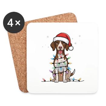 German Shorthaired Pointer Christmas Lights Xmas - Untersetzer (4er-Set) - Weiß - Vorne