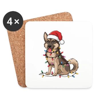 German Shepherd Christmas Lights Xmas Dogs Gifts - Coasters (set of 4) - white - Front