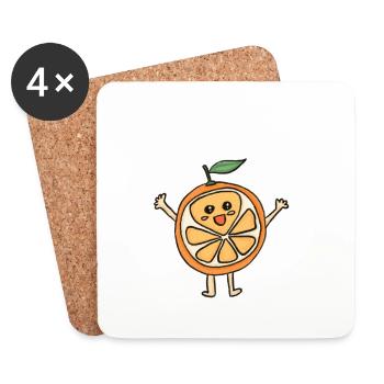 Orange heureuse - Dessous de verre (lot de 4) - blanc - Devant