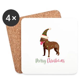 American Bulldog, Bully, Christmas, Christmas - Coasters (set of 4) - white - Front