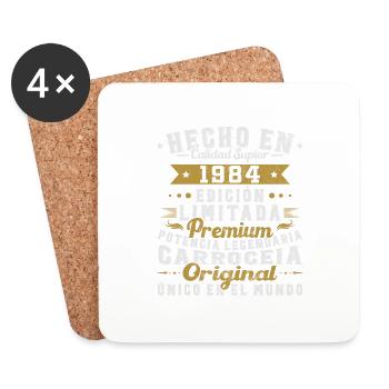 Fabriqué en 1984 40 ans d’existence Cadeau d’anniversaire - Dessous de verre (lot de 4) - blanc - Devant