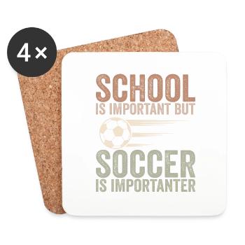 Schule ist wichtig, aber Fußball ist noch wichtiger - Untersetzer (4er-Set) - Weiß - Vorne