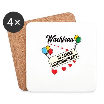 Wachfrau Jubiläum 10 Jahre 10. jähriges Jubi - Untersetzer (4er-Set) - Weiß - Vorne