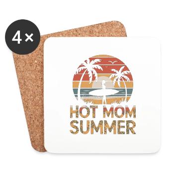 Hot Mom Sommer - Surfen - Untersetzer (4er-Set) - Weiß - Vorne