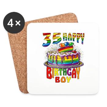 TORTE 35 NAISSANCE HEUREUSEGARÇON GAY - Dessous de verre (lot de 4) - blanc - Devant
