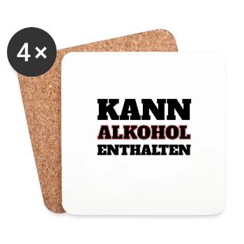 Kann Alkohol enthalten - Lustiger Trinkspruch - Untersetzer (4er-Set) - Weiß - Vorne