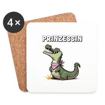 Carnaval Crocodile Princesse Cologne Alaaf Manger - Dessous de verre (lot de 4) - blanc - Devant