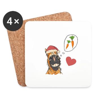 Santa Claus Horse Horses Santa Turnips - Coasters (set of 4) - white - Front