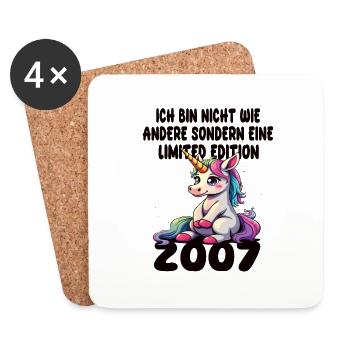 Limited Edition 2007 Geburtstag 2007 Geboren - Untersetzer (4er-Set) - Weiß - Vorne
