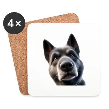 Hund Kopf 2 - Untersetzer (4er-Set) - Weiß - Vorne