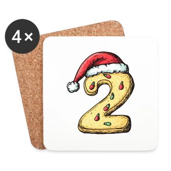 2 Number Christmas Cookie - Coasters (set of 4) - white - Front