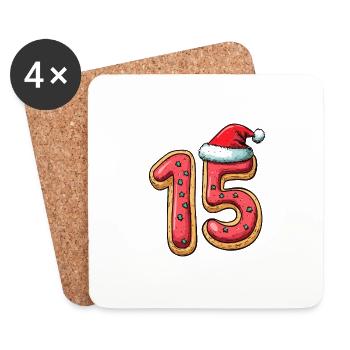15 Number Christmas Biscuit - Coasters (set of 4) - white - Front