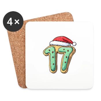17 Number Christmas Cookie - Coasters (set of 4) - white - Front