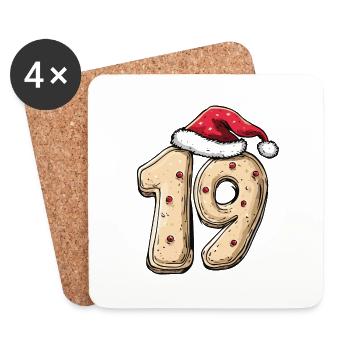 19 Number Christmas Cookie - Coasters (set of 4) - white - Front