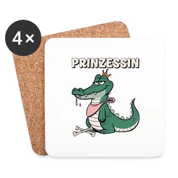 Carnaval Princesse Crocodile Cologne Alaaf Drôle - Dessous de verre (lot de 4) - blanc - Devant