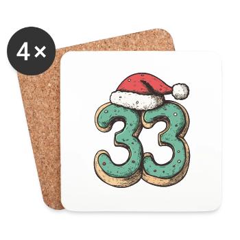 33 Zahl Weihnachten Keks - Untersetzer (4er-Set) - Weiß - Vorne
