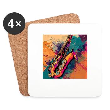 Saxophon - Untersetzer (4er-Set) - Weiß - Vorne